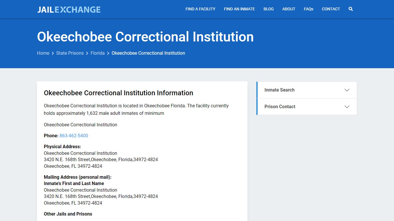 Okeechobee Correctional Institution Inmate Search, FL - Jail Exchange